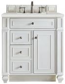 30 Inch Single Sink Bath Vanity in White Lime Delight Quartz