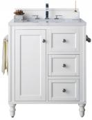 30 Inch Single Sink Bathroom Vanity in White Pearl Quartz