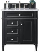 30 Inch Single Sink Black Bathroom Vanity Pearl Quartz