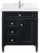 30 Inch Single Sink Black Bathroom Vanity White Quartz Top