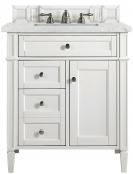 30 Inch Single Sink Bright White Bath Vanity Pearl Quartz