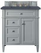 30 Inch Single Sink Gray Bathroom Vanity Charcoal Quartz Top