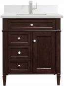 30 Inch Single Sink Mahogany Bathroom Vanity White Quartz