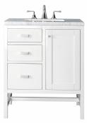 30 Inch Glossy White Single Vanity with Arctic White Top