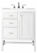 30 Inch Glossy White Single Sink Vanity with Pearl Quartz