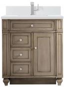 30 Inch Walnut Single Sink Bathroom Vanity White Quartz