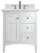 30 Inch White Single Sink Bathroom Vanity Carrara Marble