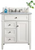 30 Inch White Single Sink Bathroom Vanity Carrara Marble