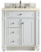 30 Inch White Single Sink Bathroom Vanity Marfil Quartz