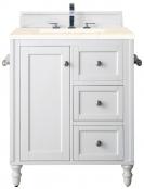 30 Inch White Single Sink Bathroom Vanity Marfil Quartz