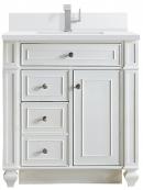 30 Inch White Single Sink Bathroom Vanity White Quartz