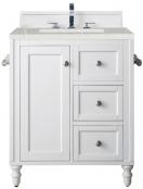 30 Inch White Single Sink Modern Bath Vanity Serena Quartz