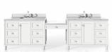 122 Inch Double Sink Bathroom Vanity with Makeup Table and Electrical Component