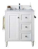 30 Inch Single Sink Bathroom Vanity in White with Choice of Top