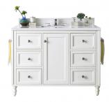 48 Inch Single Sink Bathroom Vanity in White with Electrical Component