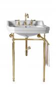 24 Inch Single Sink Bathroom Vanity Console with Brass Finish Stand