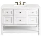 48 Inch White Single Farmhouse Bathroom Vanity with Outlets