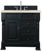 36 Inch Antique Black Single Bathroom Vanity Marfil Quartz