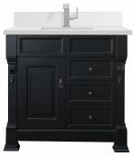 36 Inch Antique Black Single Sink Bath Vanity White Quartz