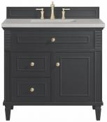 36 Inch Black Onyx Single Bath Vanity Serena Quartz Top