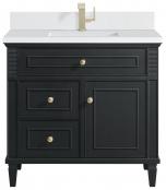 36 Inch Black Onyx Single Bathroom Vanity Elegant Quartz Top