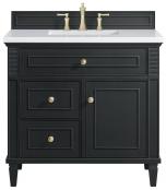 36 Inch Black Onyx Single Bathroom Vanity White Quartz Top