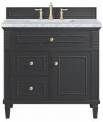 36 Inch Black Single Sink Bathroom Vanity Carrara Marble