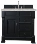 36 Inch Black Single Sink Bathroom Vanity Silver Quartz