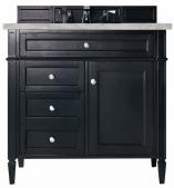 36 Inch Black Single Sink Bathroom Vanity Silver Quartz