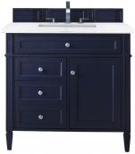 36 Inch Blue Single Sink Bathroom Vanity Carrara Marble