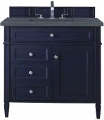 36 Inch Blue Single Sink Bathroom Vanity Charcoal Quartz Top