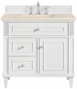 36 Inch Bright White Single Bathroom Vanity Marfil Quartz