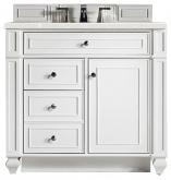 36 Inch Bright White Single Bathroom Vanity Serena Quartz