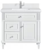 36 Inch Bright White Single Bathroom Vanity with Quartz Top