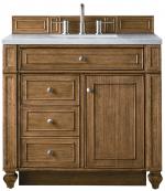 36 Inch Brown Single Sink Bathroom Vanity Carrara Marble