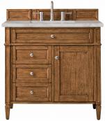 36 Inch Brown Single Sink Bathroom Vanity Silver Quartz Top