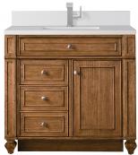 36 Inch Brown Single Sink Bathroom Vanity White Quartz