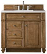 36 Inch Brown Single Sink Bathroom Vanity White Zeus Quartz