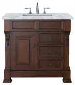 36 Inch Cherry Single Sink Bathroom Vanity Carrara Marble