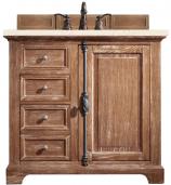 36 Inch Driftwood Single Sink Bathroom Vanity Marfil Quartz