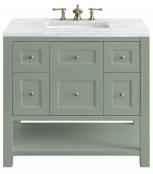 36 Inch Farmhouse Celadon Single Bathroom Vanity with Outlet