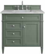 36 Inch Farmhouse Smokey Celadon Single Vanity Silver Quartz