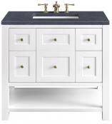 36 Inch Farmhouse White Single Sink Bath Vanity with Outlets
