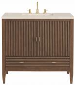 36 Inch Freestanding Walnut Bathroom Vanity Marfil Quartz