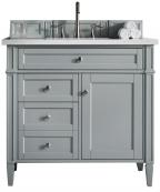 36 Inch Gray Single Sink Bathroom Vanity Carrara Marble