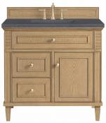 36 Inch Light Oak Single Bathroom Vanity Charcoal Quartz Top