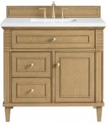 36 Inch Light Oak Single Bathroom Vanity White Quartz Top