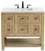 36 Inch Light Oak Single Sink Vanity with Solid Surface Top