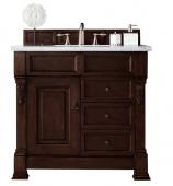 36 Inch Mahogany Single Sink Bathroom Vanity Carrara Marble