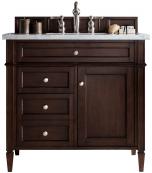 36 Inch Mahogany Single Sink Bathroom Vanity Carrara Marble